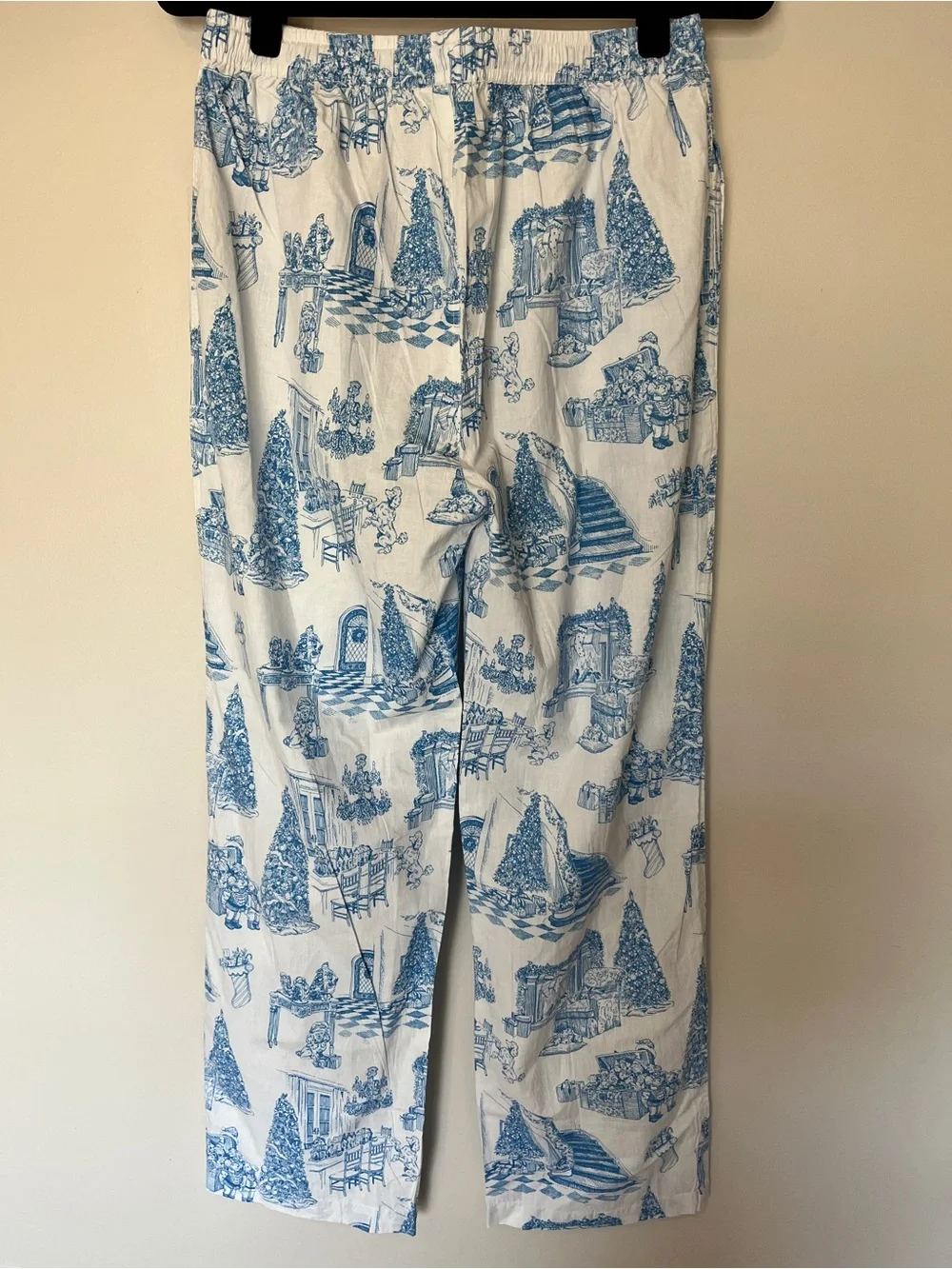 Printfresh x Kathy Hilton Holiday Toile Long Sleep Set Pajamas Blue White XS NWT